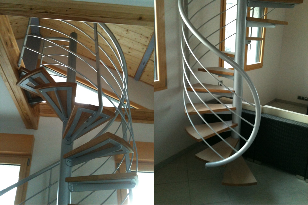 Escalier hélicoïdale Acier + marches bois